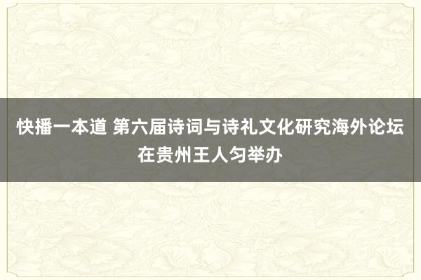 快播一本道 第六届诗词与诗礼文化研究海外论坛在贵州王人匀举办