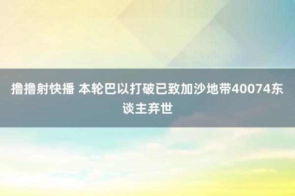 撸撸射快播 本轮巴以打破已致加沙地带40074东谈主弃世