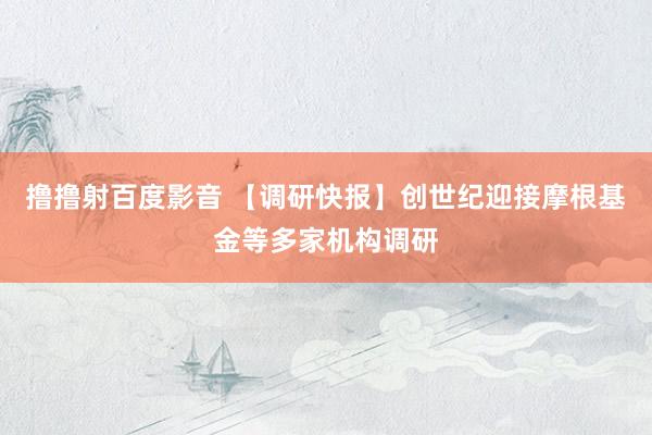 撸撸射百度影音 【调研快报】创世纪迎接摩根基金等多家机构调研